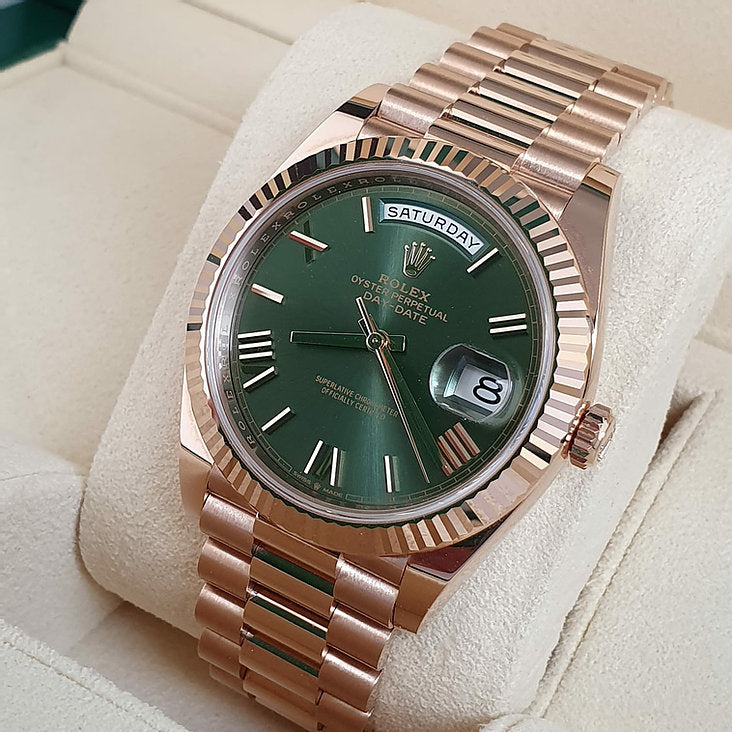 Montre Rolex DayDate 40 Olive Rose Gold Pour Homme