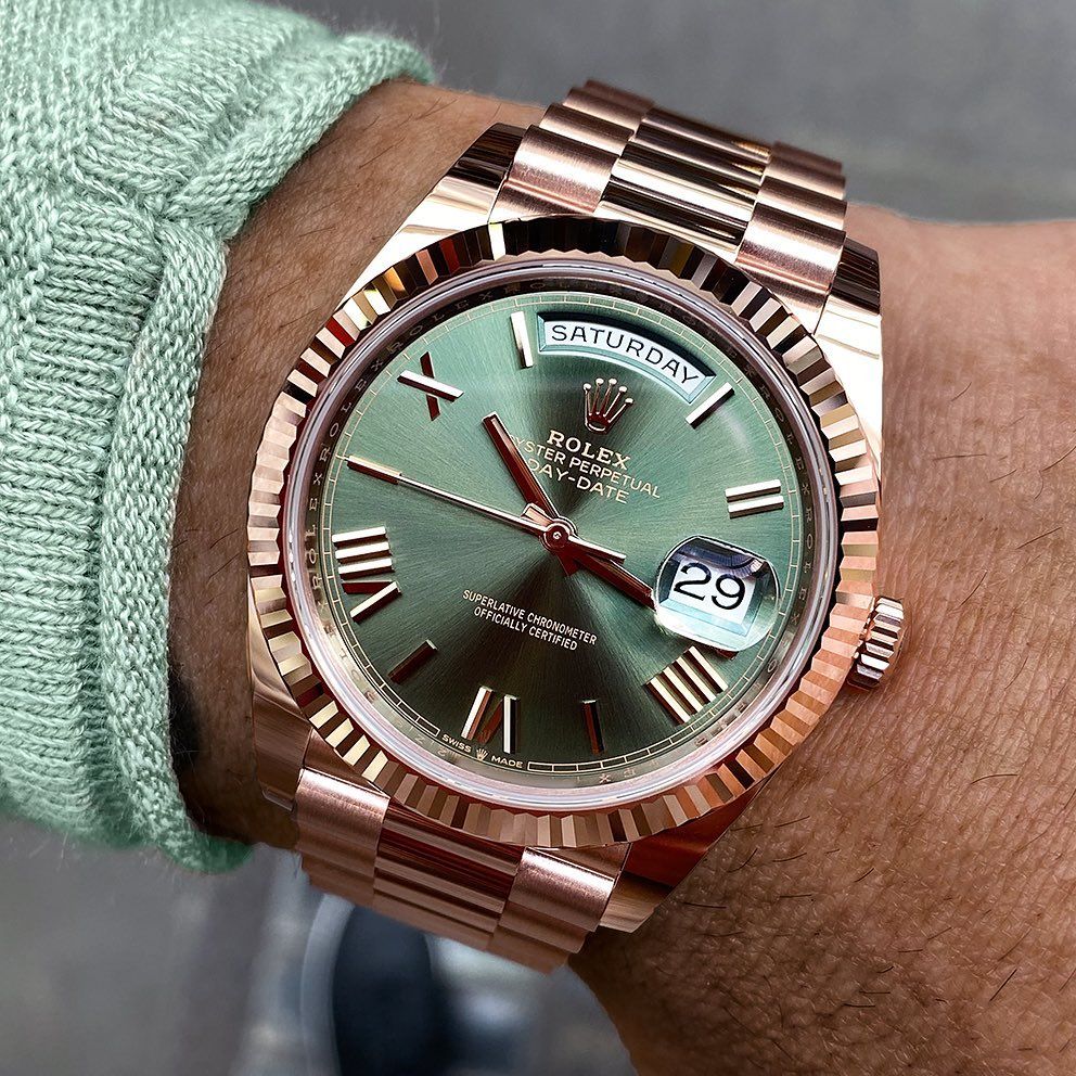 Montre Rolex DayDate 40 Olive Rose Gold Pour Homme